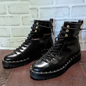 Valentino Soul Rockstud leather combat boots size 6 / 36